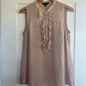 Banana Republic Pink Sleeveless Ruffled Blouse with Mandarin Collar
